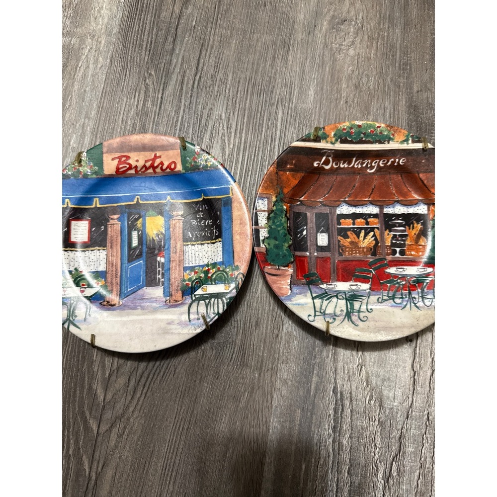 Anne Ormsby Santa Barbara Ceramic Design Bistro Boulangerie Plates Set of 2 2002